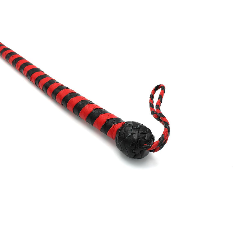 Kiotos Leather - Lederen Single Tail Zweep - 60 cm - Zwart/Rood-Erotiekvoordeel.nl