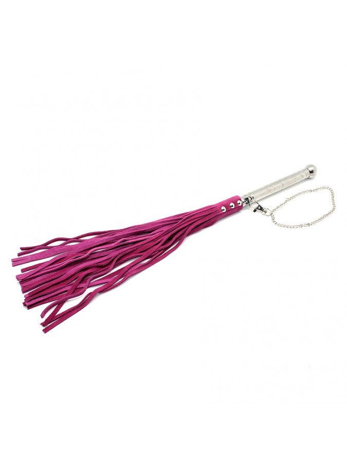 Rimba - Leren Zweep (Flogger) Met Metalen Handvat - Roze-Erotiekvoordeel.nl