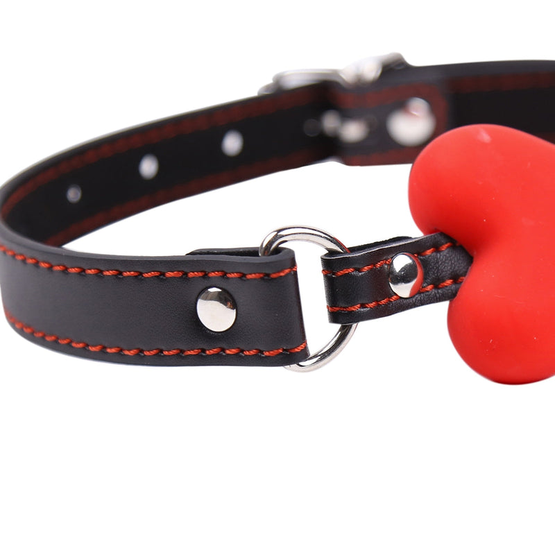 Smart Moves - Silicone Hondenbot Gag - Rood/Zwart-Erotiekvoordeel.nl