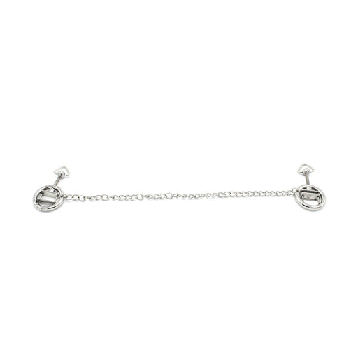 Kiotos - Stalen Tepelklem Ringen Met Ketting - RVS - Lengte Ketting 38 cm-Erotiekvoordeel.nl