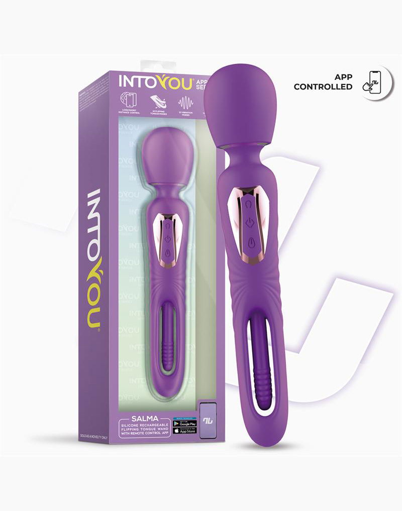 IY Salma - Wand Vibrator met draaiende tong - App-Controlled - Paars-Erotiekvoordeel.nl