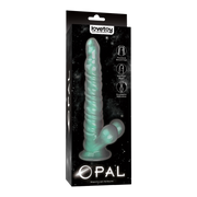 LoveToy - Opal Pearl Sheen - Geribbelde Dildo met Scrotum - 27,5 cm – Groen-Erotiekvoordeel.nl