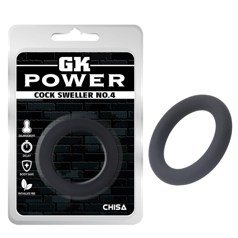 Chisa - GK Power Cock Sweller No.4 - Rekbare Cockring - Diameter 45 mm - Zwart-Erotiekvoordeel.nl