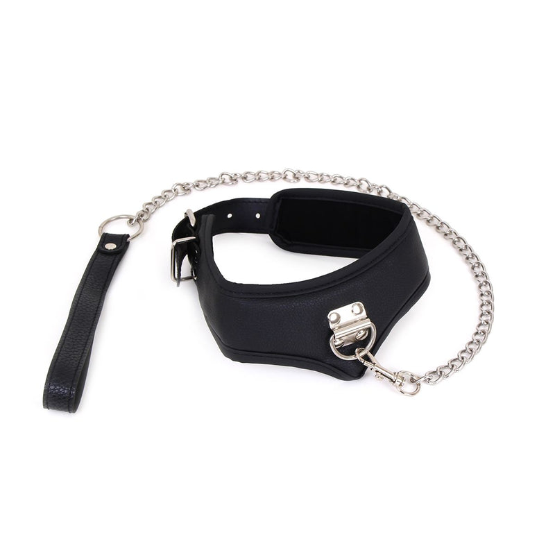 Kiotos - Basic Collar Met Leash - PU leer-Erotiekvoordeel.nl