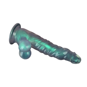 LoveToy - Opal Pearl Sheen - Geribbelde Dildo met Scrotum - 25 cm – Groen-Erotiekvoordeel.nl