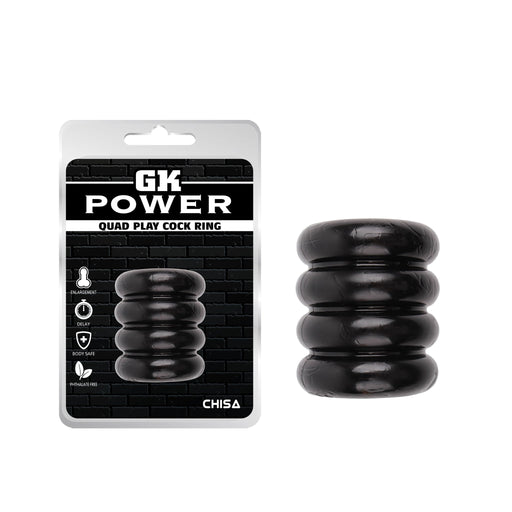 Chisa - GK Power - Quad-Play Cockring - Rekbaar - Zwart-Erotiekvoordeel.nl