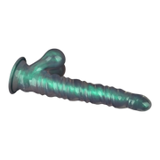 LoveToy - Opal Pearl Sheen - Geribbelde Dildo met Scrotum - 27,5 cm – Groen-Erotiekvoordeel.nl