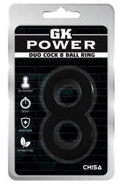 Chisa - GK Power - Duo Cock 8 Ball - Dubbel Cock- en Scrotum Ring - Zwart-Erotiekvoordeel.nl