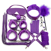 Fixxx - BDSM Bondageset - Gevoerd met Bont - Paars-Erotiekvoordeel.nl