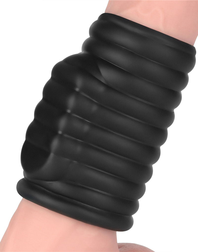 LoveToy - Wave Knights Ring - Vibrerende Penis Sleeve - Ø 3,7 cm - Zwart-Erotiekvoordeel.nl