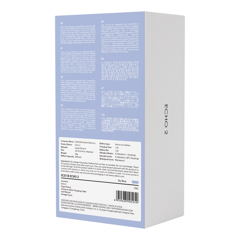 Svakom - Echo 2 - Flexibele Vinger Vibrator - App Control - Sky Blue-Erotiekvoordeel.nl