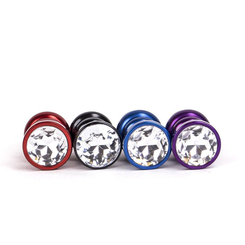 Kiotos - Aluminum Geribbelde Buttplug Met Kristal - Blauw-Erotiekvoordeel.nl