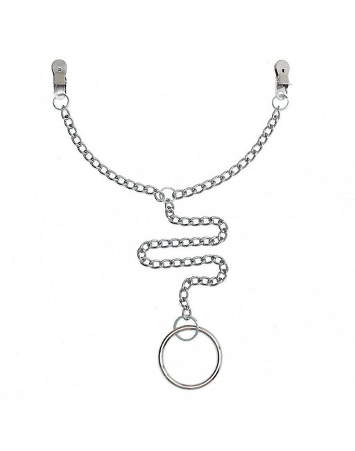 Rimba - Metalen Tepelklemmen Met Ketting En Scrotum Ring Ø 50 mm-Erotiekvoordeel.nl