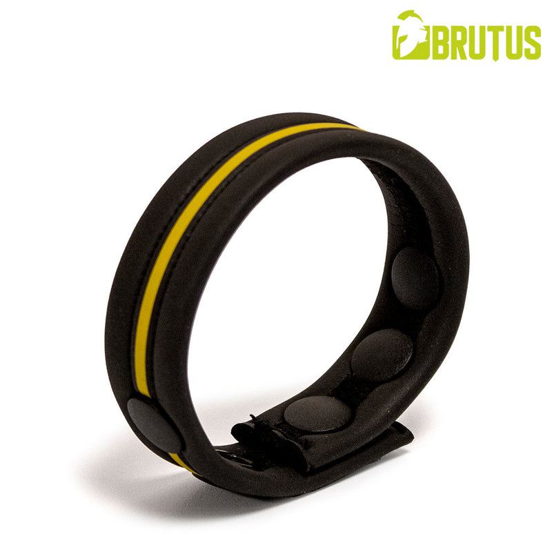Brutus - Neopreen Cockstrap - Verstelbaar met drukknopen - Zwart/Geel-Erotiekvoordeel.nl