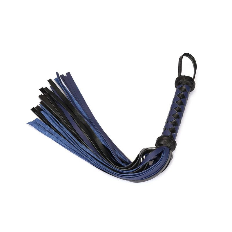 Liebe Seele - Cerulean Dominion - Exclusieve Lederen Flogger - Zwart/Donkerblauw-Erotiekvoordeel.nl