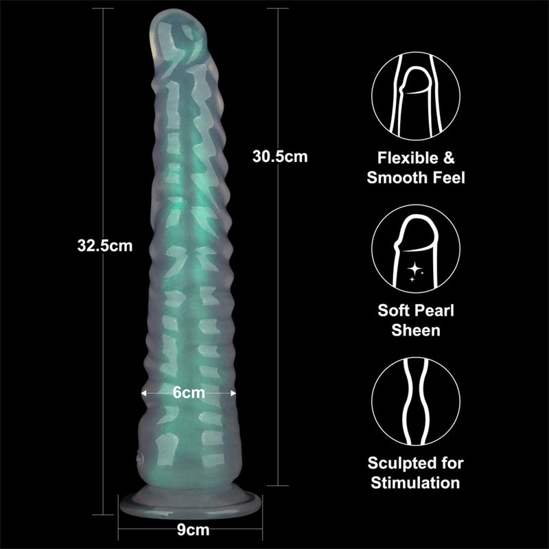 LoveToy - Opal Pearl Sheen - Gote Dildo - 32,5 cm – Groen-Erotiekvoordeel.nl