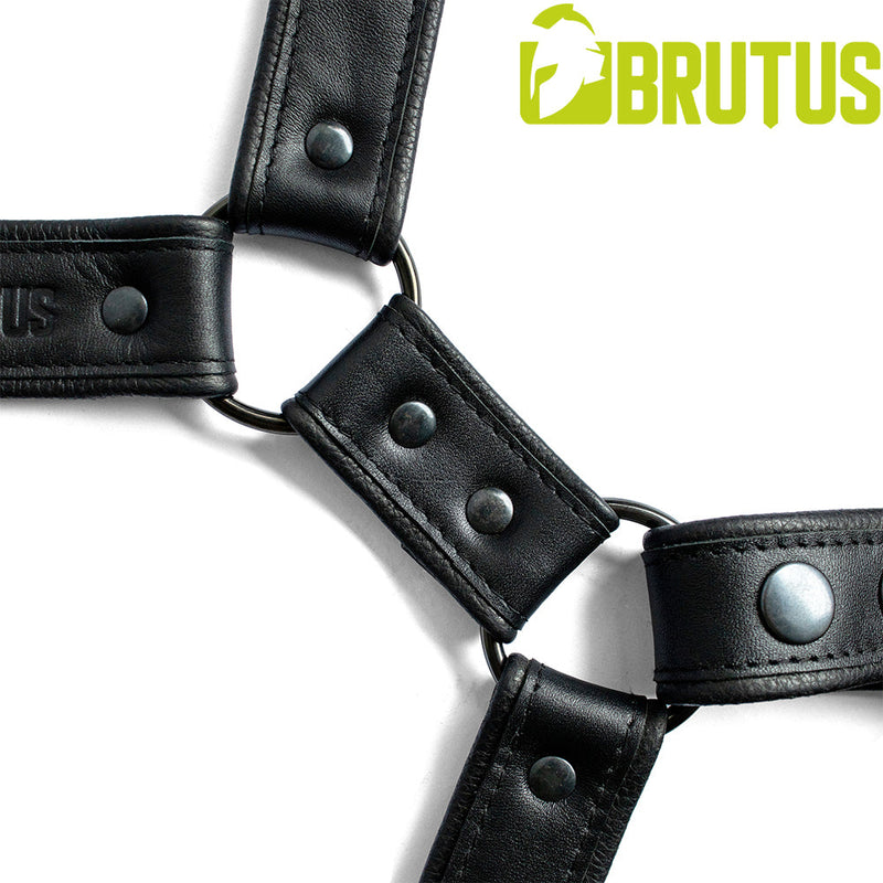 Brutus - Lederen Beenharnas - Verstelbaar- Zwart-Erotiekvoordeel.nl