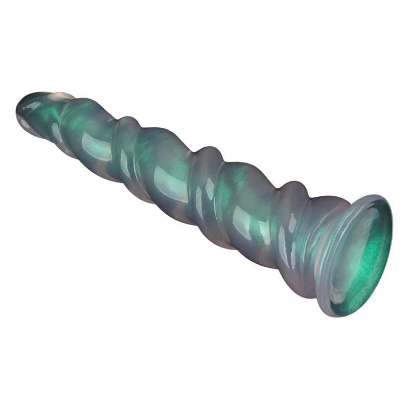 LoveToy - Opal Pearl Sheen - Grote Geribbelde Dildo - 30 cm – Groen-Erotiekvoordeel.nl