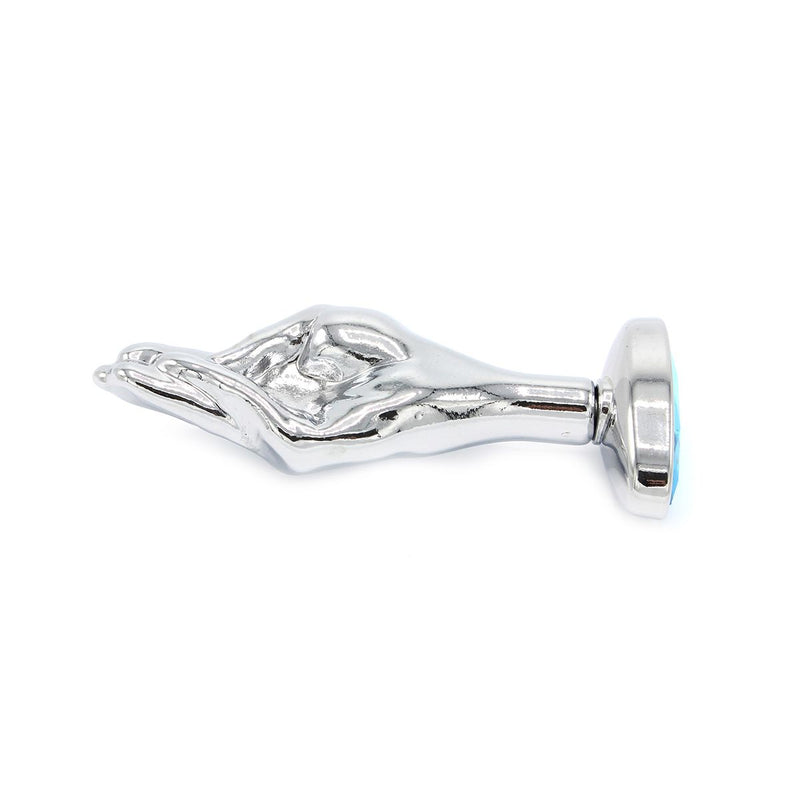 Kiotos - Fist Buttplug Aluminium Met Lichtblauwe Siersteen-Erotiekvoordeel.nl