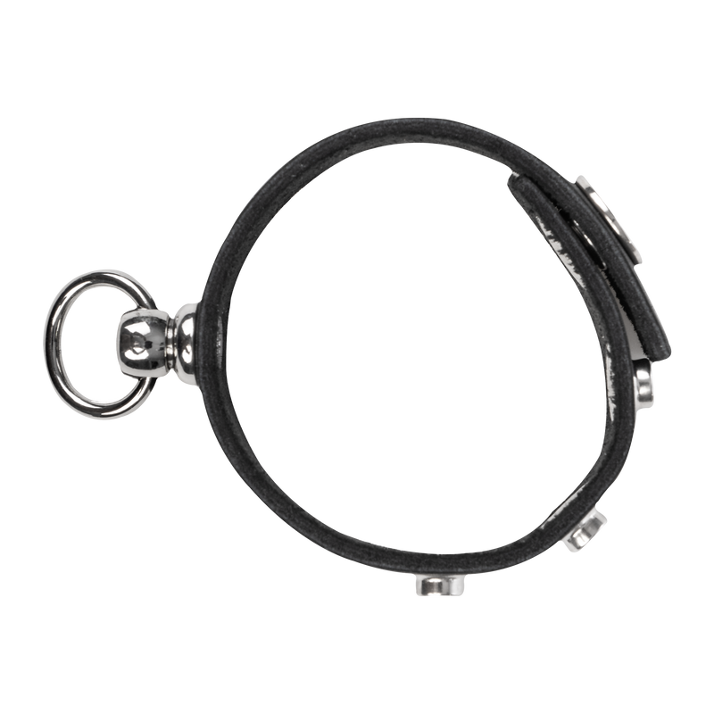 Rimba - Leren Cockring met Metalen O-Ring - Zwart & Zilver-Erotiekvoordeel.nl