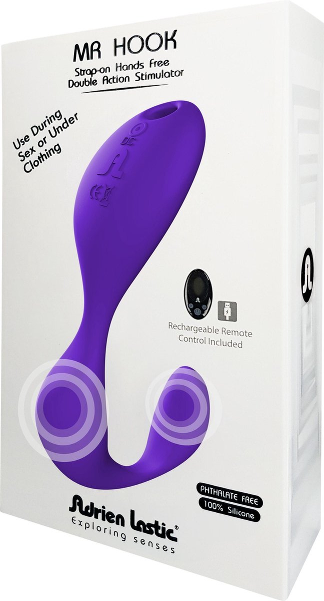 Adrien Lastic – Mr. Hook - Clitoris en G-spot Vibrator met Afstandsbediening – Paars-Erotiekvoordeel.nl