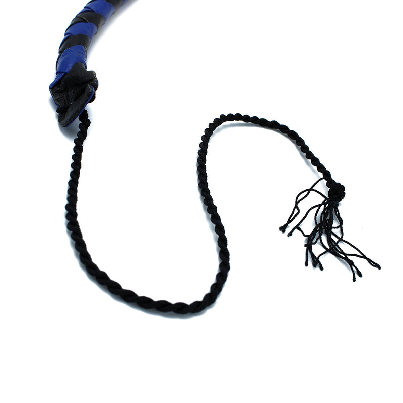 Kiotos - Lederen Single Tail Zweep - Blauw/Zwart - 90 cm-Erotiekvoordeel.nl