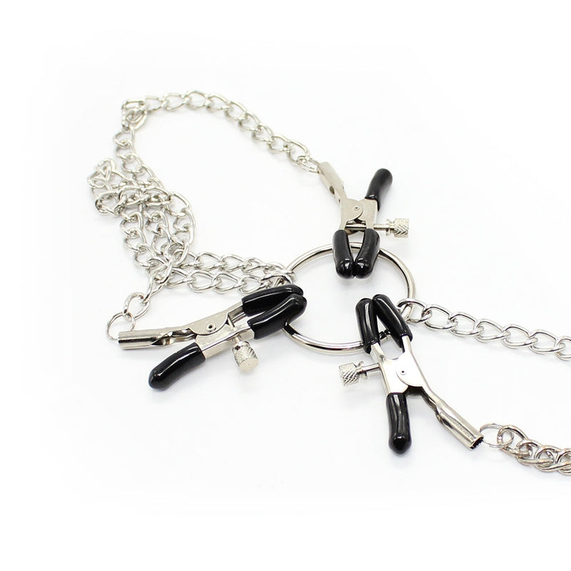 Smart Moves - Tepelklemmen en Clitorisklem aan Ketting - Verstelbaar - Zilver-Erotiekvoordeel.nl