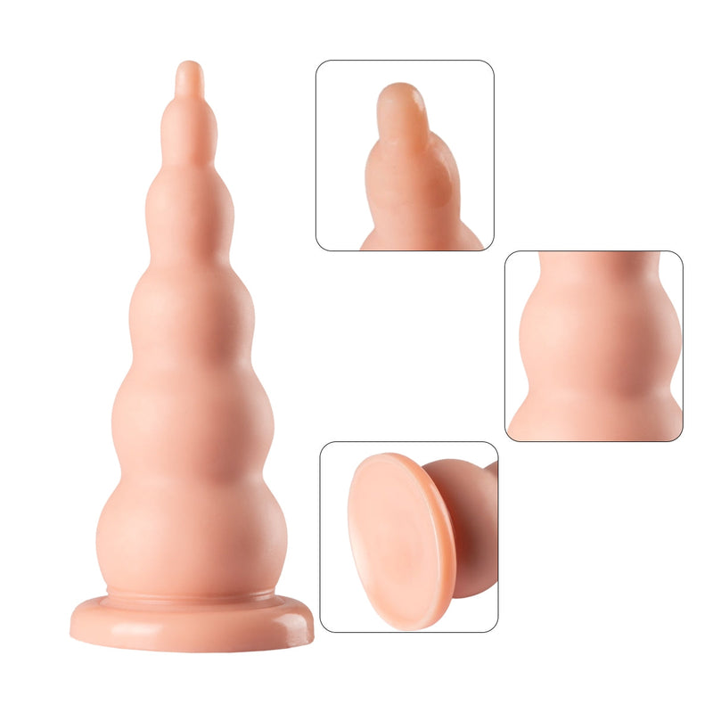 Lance's - PVC Ribbel Dildo met Zuignap - 22,9 cm - Lichte Huidskleur