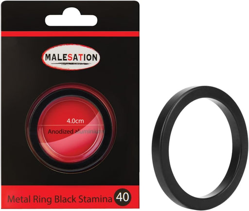 Malesation - Aluminium Cockring - Black Stamina - 40 mm - Nikkelvrij-Erotiekvoordeel.nl