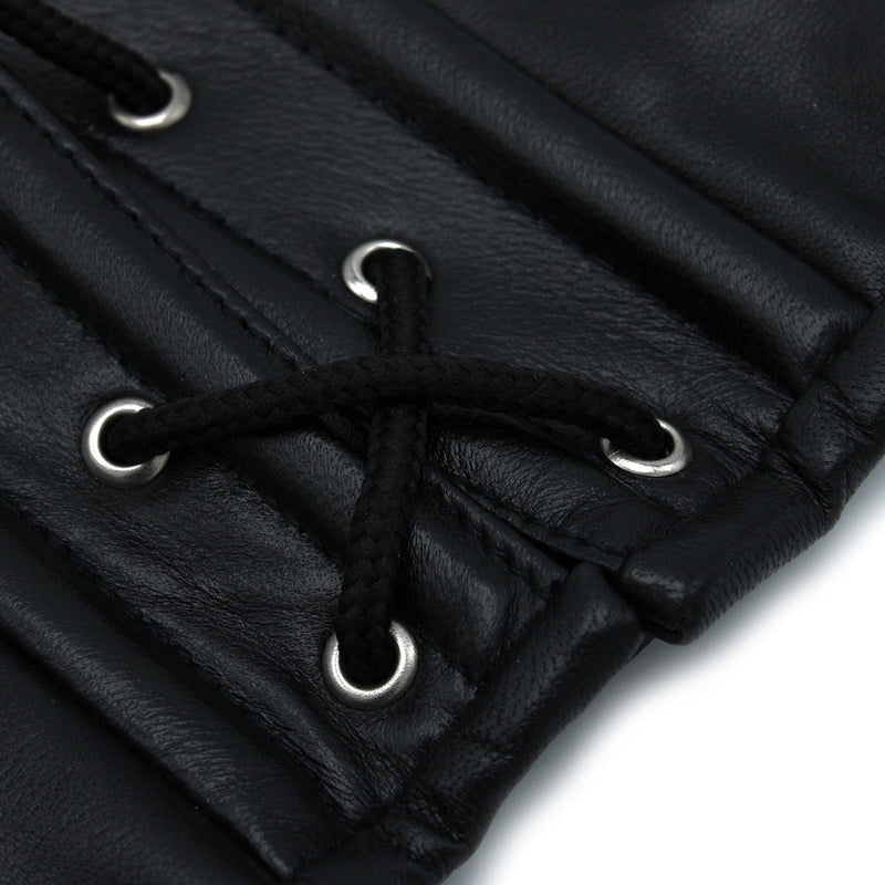 Kiotos - Zwart Lederen Lace-Up Corset Collar-Erotiekvoordeel.nl