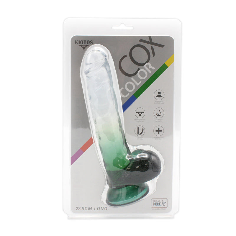 Kiotos Cox Color - Gekleurde Dildo 06 - 22,5 x 4,2 cm - Transparant/Groen-Erotiekvoordeel.nl