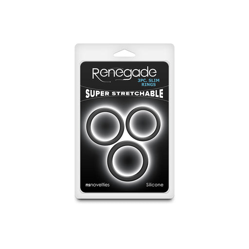 Renegade - Slim Rings - Cockringen Set - 3 stuks - Zwart-Erotiekvoordeel.nl