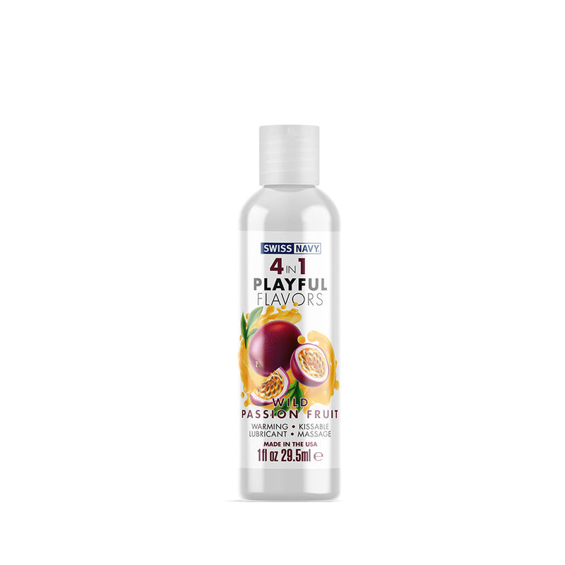 Swiss Navy - 4 in 1 Playful Flavors - Likbaar en Verwarmend Glijmiddel en Massage - Wild Passion Fruit-Erotiekvoordeel.nl
