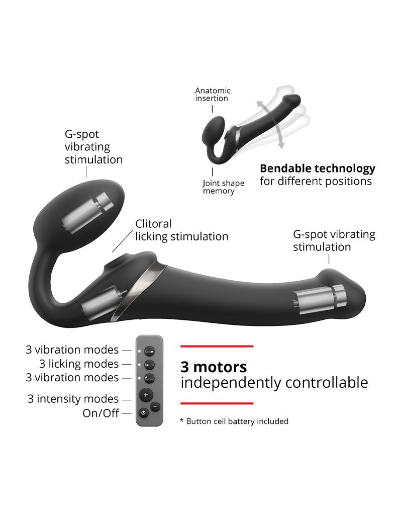 Strap-On-Me - Vibrerende Strapless Strap-on met Luchtdruk Stimulatie - Zwart-Erotiekvoordeel.nl