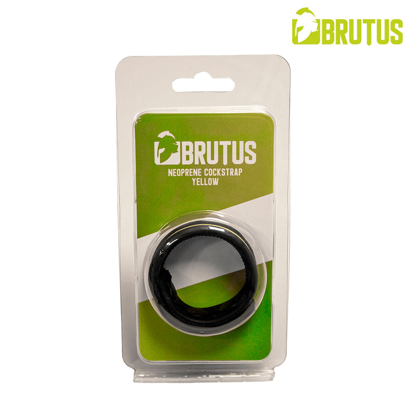 Brutus - Neopreen Cockstrap - Verstelbaar met drukknopen - Zwart/Geel-Erotiekvoordeel.nl