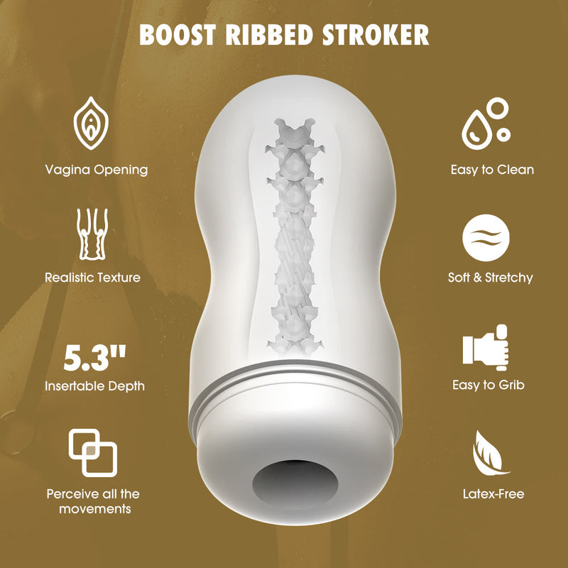 Chisa - Boost Ribbed - Stroker Masturbator - Wit-Erotiekvoordeel.nl