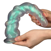 LoveToy - Opal Pearl Sheen - Grote Geribbelde Dildo - 30 cm – Groen-Erotiekvoordeel.nl