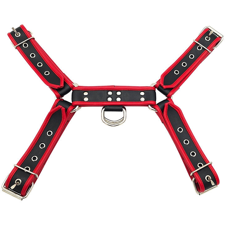 Rouge - Lederen Borstharnas voor Heren - Maat L/XL - Zwart/Rood-Erotiekvoordeel.nl