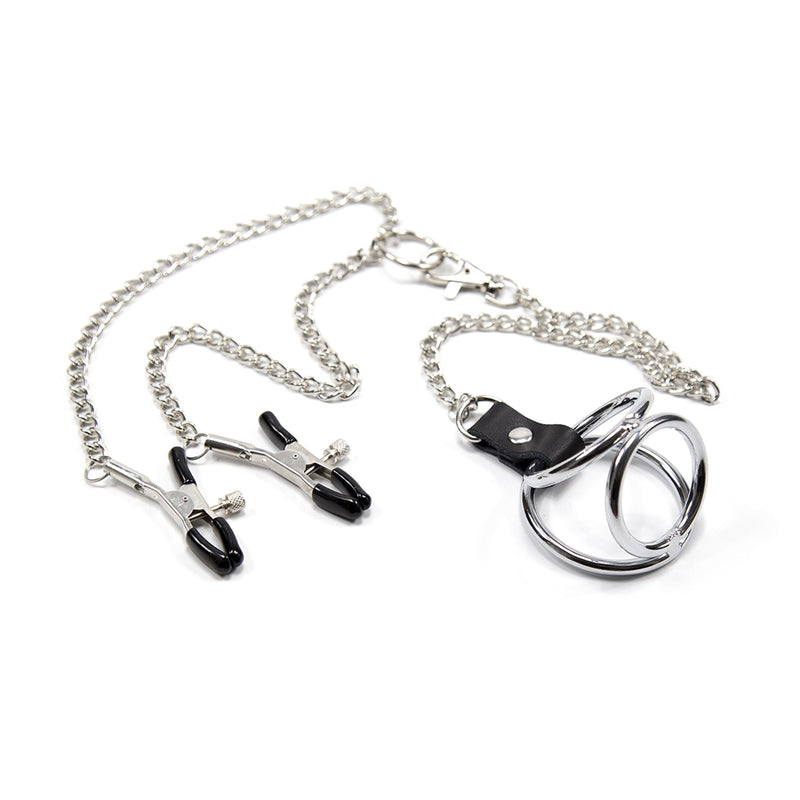 Smart Moves - Nipple Clamps with Cock Rings M silver-Erotiekvoordeel.nl