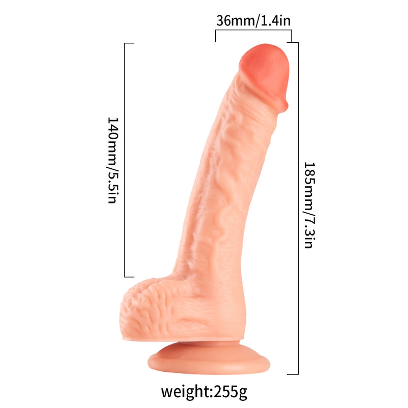 Lance's - PVC Dildo met Zuignap - 18,5 cm - Lichte Huidskleur