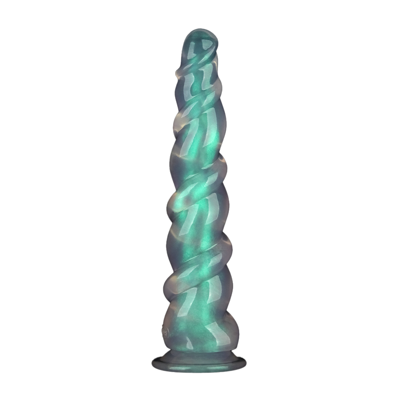 LoveToy - Opal Pearl Sheen - Grote Geribbelde Dildo - 30 cm – Groen-Erotiekvoordeel.nl