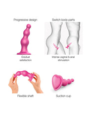 Strap-On-Me - Dildo Plug Beads - Metallic Roze-Erotiekvoordeel.nl