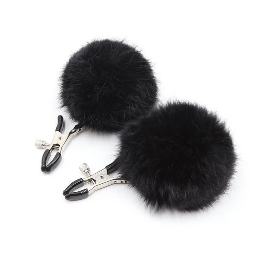 Smart Moves - Tepelklemmen met Fluffy Pompoms - Zwart-Erotiekvoordeel.nl