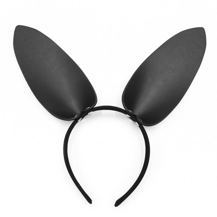 Kiotos - Hoofdband Met Zwart Leren Konijnen - Bunny Oortjes-Erotiekvoordeel.nl