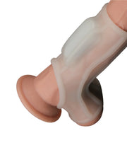 LoveToy - Vibrerende Rekbare Penis Sleeve - Ridge Knights - Wit-Erotiekvoordeel.nl