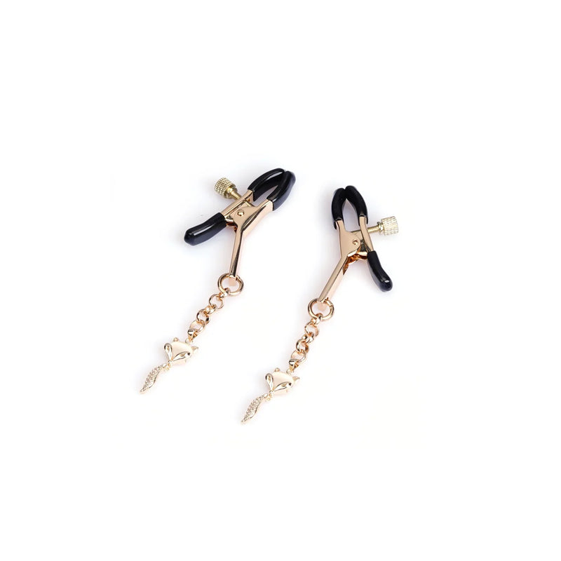 Liebe Seele - Luxe Tepelklemmen met Strass Vosje Hangers - Goud-Erotiekvoordeel.nl