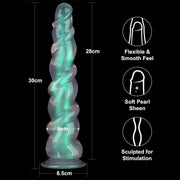 LoveToy - Opal Pearl Sheen - Grote Geribbelde Dildo - 30 cm – Groen-Erotiekvoordeel.nl