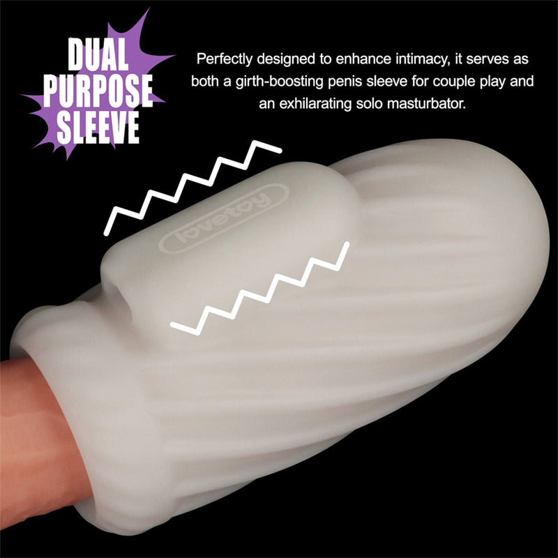 LoveToy - Knights Ring - Vibrerende Dual Purpose Sleeve - Spiraal - Wit-Erotiekvoordeel.nl