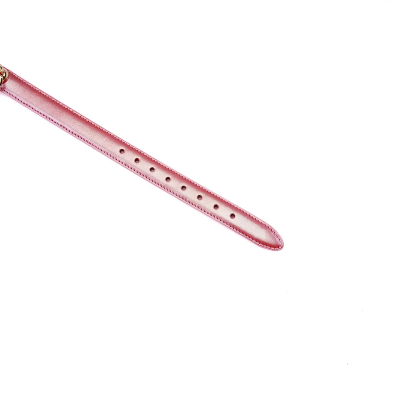 Liebe Seele - Lustre Rose - Lederen Collar met Leash - Parelmoer Roze met Gouden Hardware-Erotiekvoordeel.nl