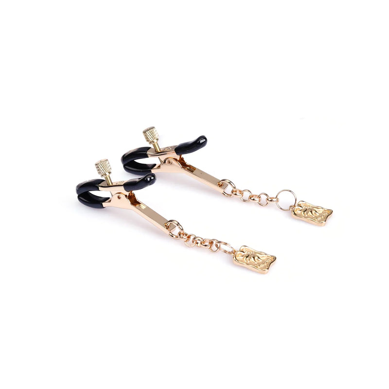 Liebe Seele - Luxe Tepelklemmen met Vierkante Hangers - Goud-Erotiekvoordeel.nl